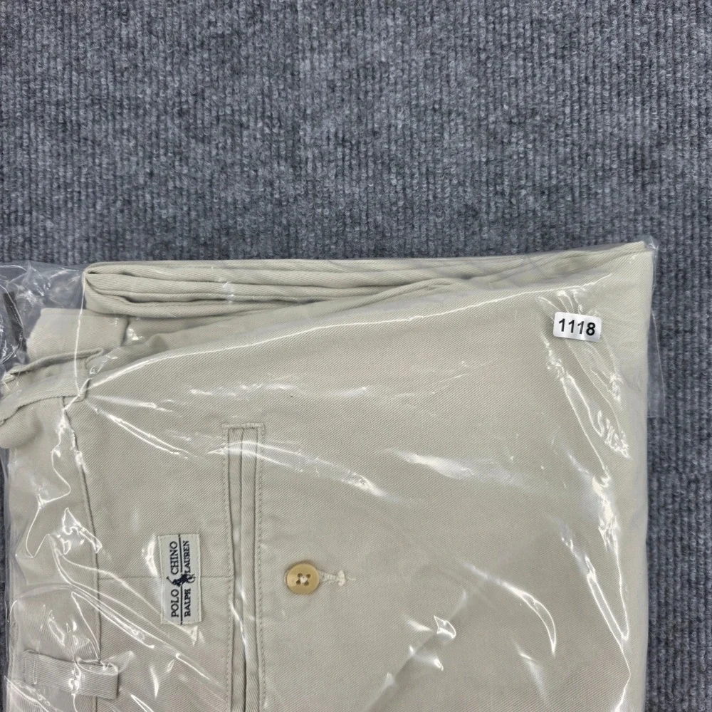 Polo Ralph Lauren Hammond Pant Mens 40x32 Khaki Tan Pleated Cuffed Cotton Chinos